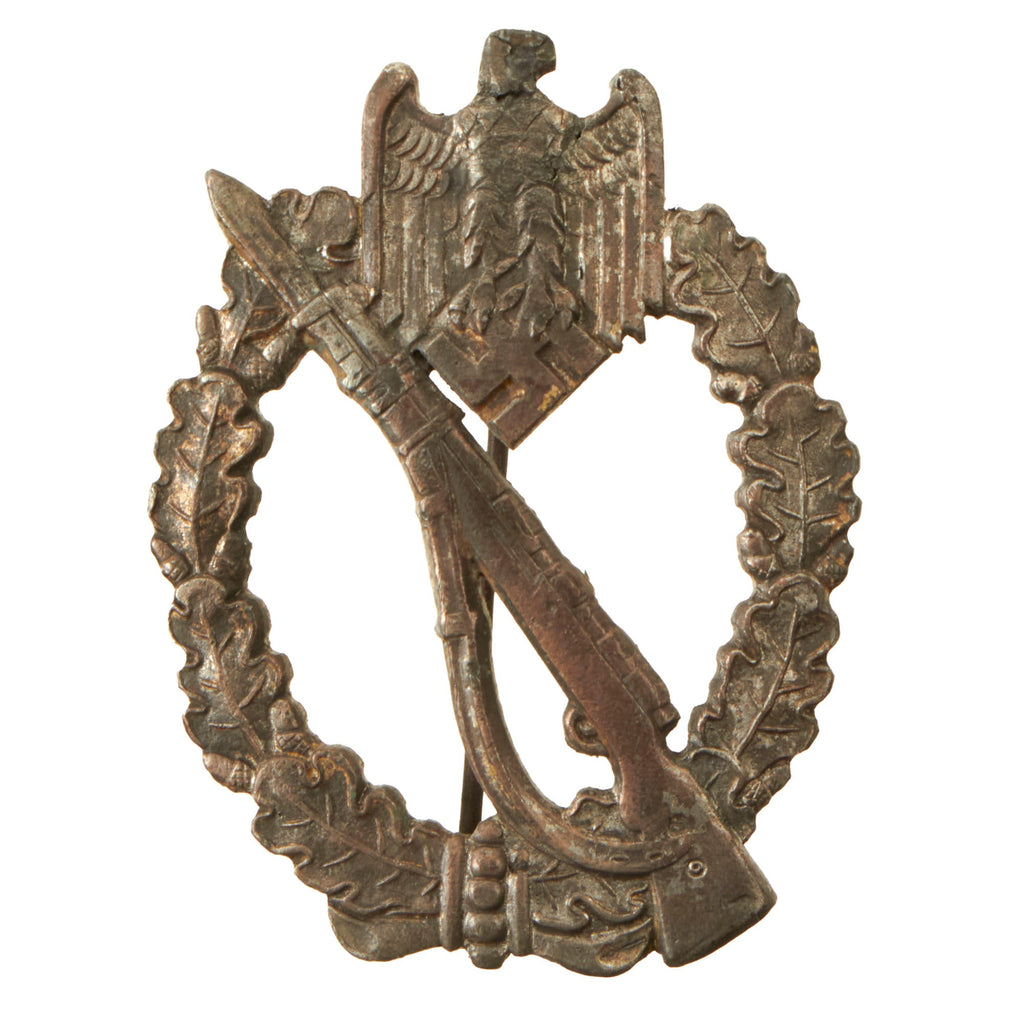 Original German WWII Silver Grade Infantry Assault Badge - Unmarked Solid Back Original Items