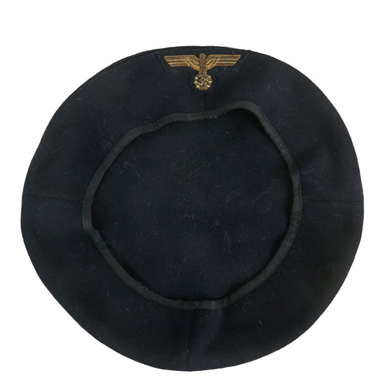 Original German WWII Kriegsmarine Naval Officer’s Navy Blue Visor Cap Cover with Bullion Eagle Original Items