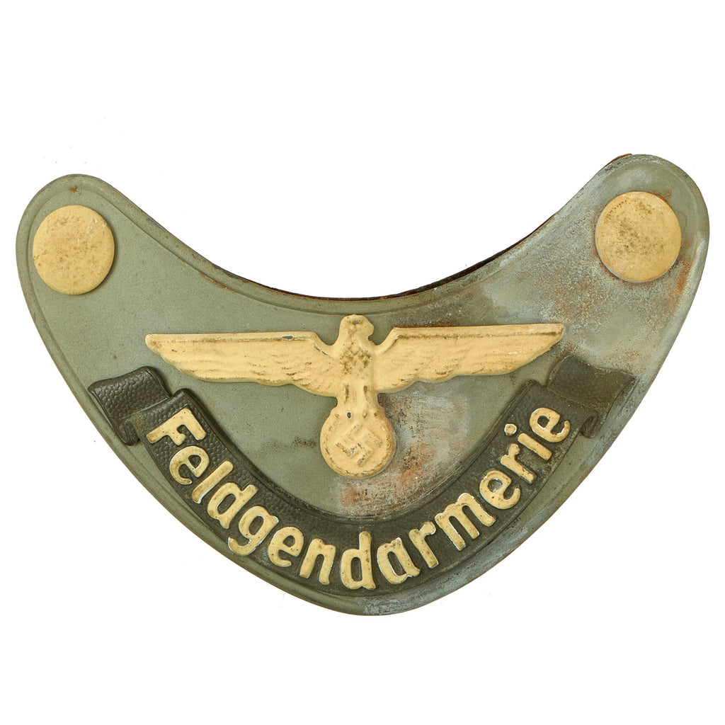 Original German WWII Feldgendarmerie Police Gorget with Phosphorescent Paint - Missing Neck Chain Original Items