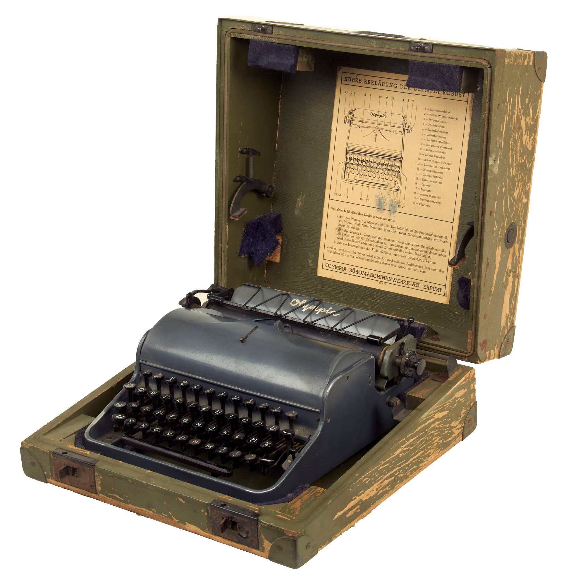 Original German WWII Rare SS Typewriter by Olympia Büromaschinenwerke –  International Military Antiques