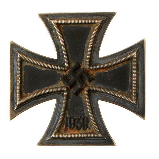 Original German WWII Iron Cross First Class 1939 by Friedrich Orth of Wien with Vertical Pinback - EKI Original Items