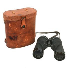 Original U.S. WWII 7x50 M15 Binoculars with Eye Cups & Neck Strap in Leather Case