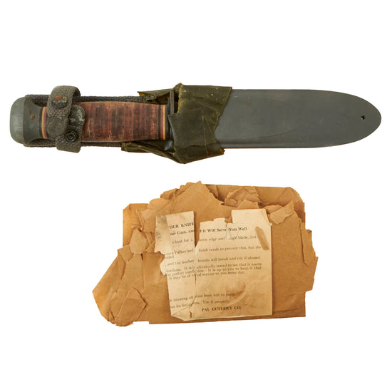 Original Unissued U.S. WWII Navy USN Mark 1 PAL RH-35 Fighting Knife with USN MK1 Scabbard by B.M. Co & Original Packaging