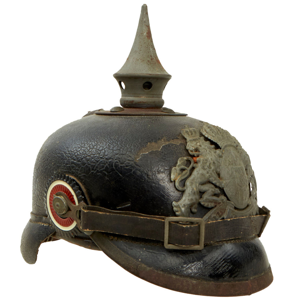 Original Imperial German WWI Bavarian EM/NCO M1915 Pickelhaube Spiked Helmet Marked to 11th Infantry Regt. - Size 58 Original Items