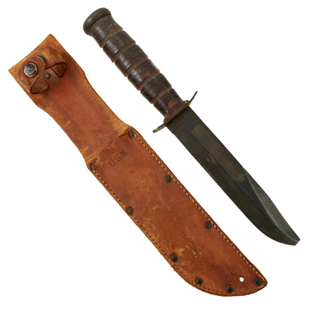 Original U.S. WWII USN Mark 2 KA-BAR Fighting Knife by CAMILLUS in Original Leather Sheath Original Items