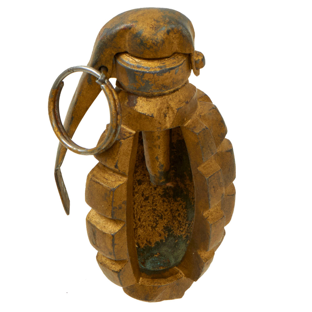 Original French WWI Cutaway F1 Hand Grenade with Billant Modèle 1916 B Fuse - Inert Original Items