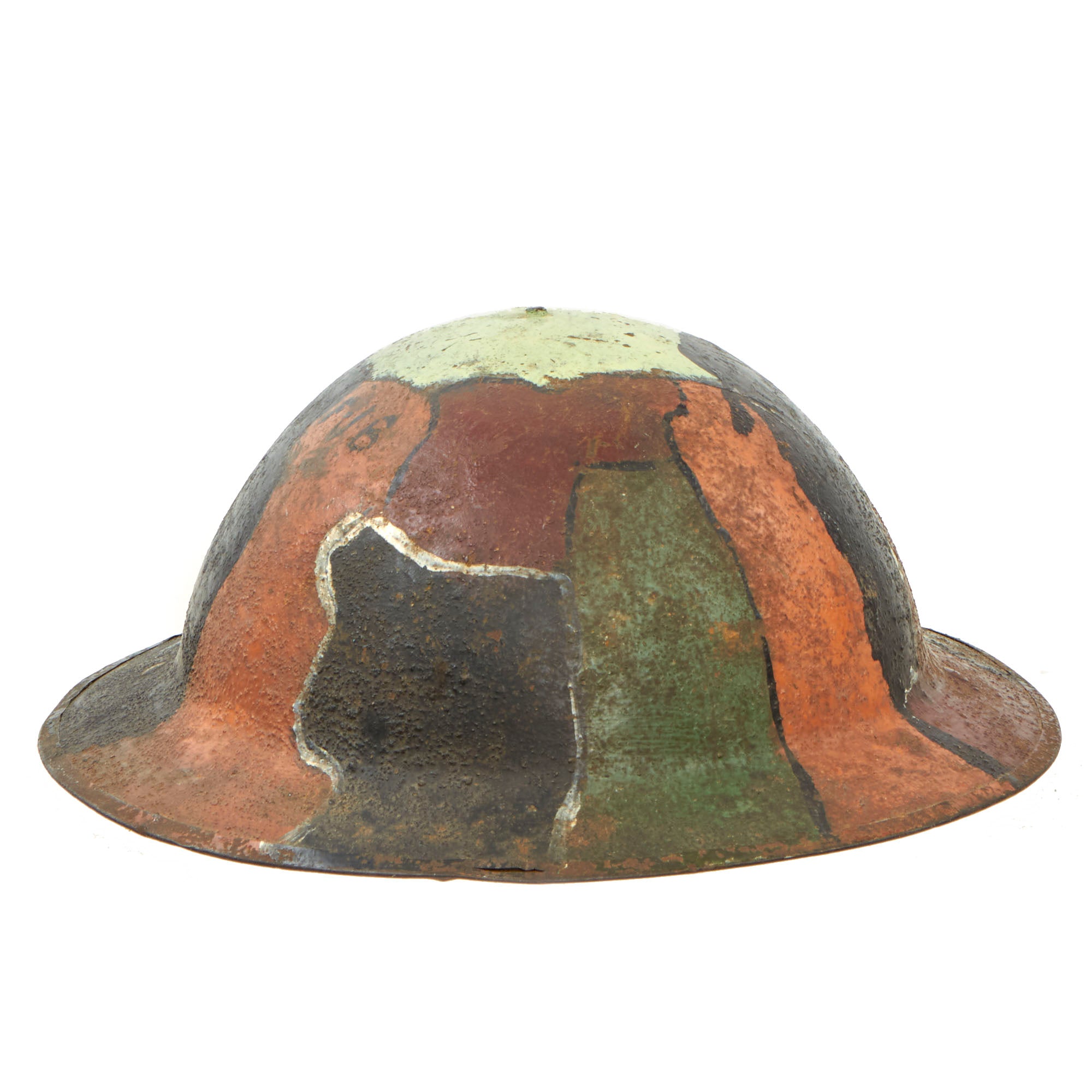 Original British WWI Panel Camouflage Painted Mk 1 Brodie Helmet