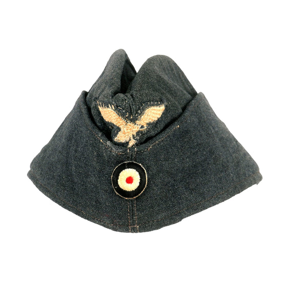 Original German WWII Luftwaffe EM-NCO Wool M38 Overseas Cap with Faded Markings