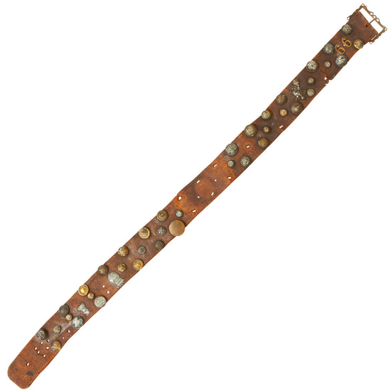 Original U.S. Spanish-American War Hate Belt Made with 44 U.S., Cuban, & Spanish Buttons Original Items