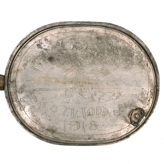 Original WWI U.S. Trench Art Engraved 58th Artillery Coastal Artillery Corps Decorated M1910 Mess Kit - Verdun & Bald Eagle