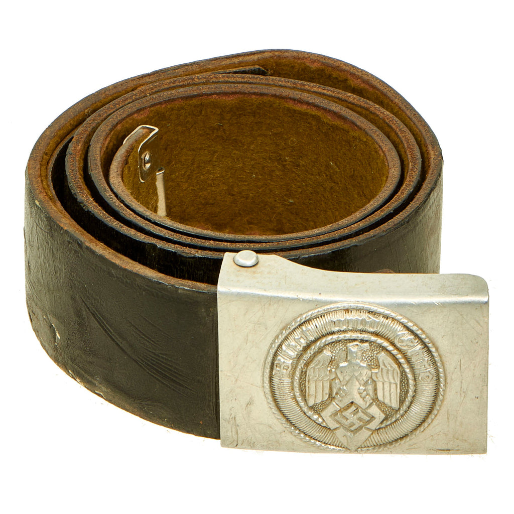 Original German WWII HJ Felt Padded Leather Knife Belt with Aluminum Buckle by Friedrich Linden - RZM M4/24 Original Items