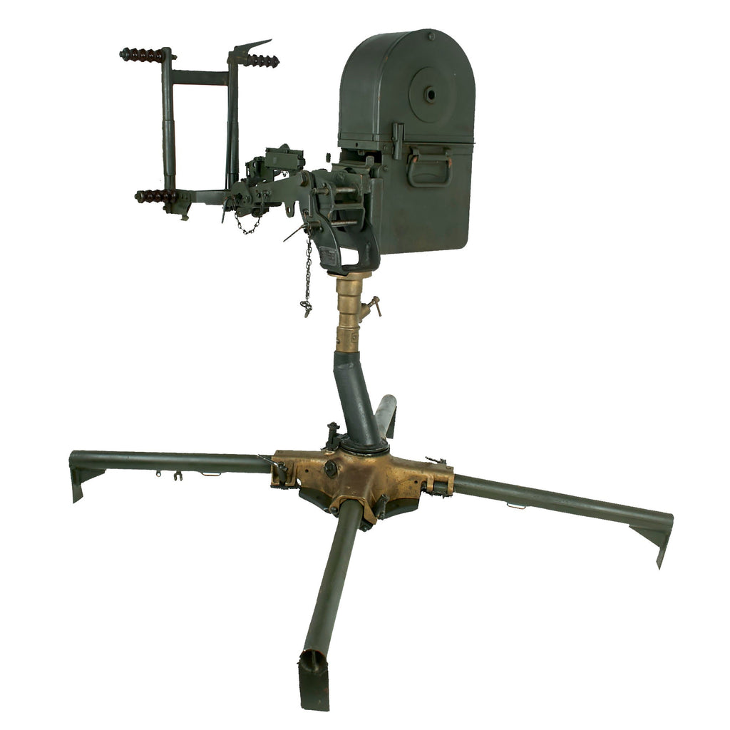 Original U.S. M63 Anti-Aircraft Ground Mount for M2 Browning .50 Caliber Heavy Machine Gun with Tombstone Drum Magazine Original Items