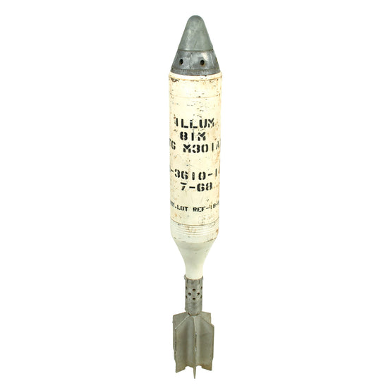 Original U.S. Vietnam War INERT 81mm Mortar M301A2 Illumination Round with Deactivated Fuse - Dated 1968 Original Items