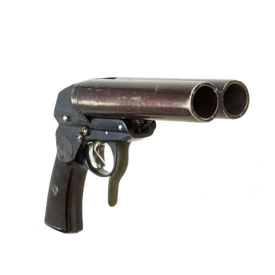 Original German WWII Luftwaffe Double Barrel Flare Signal Pistol by Krieghoff Dated 1941 - Serial 14677