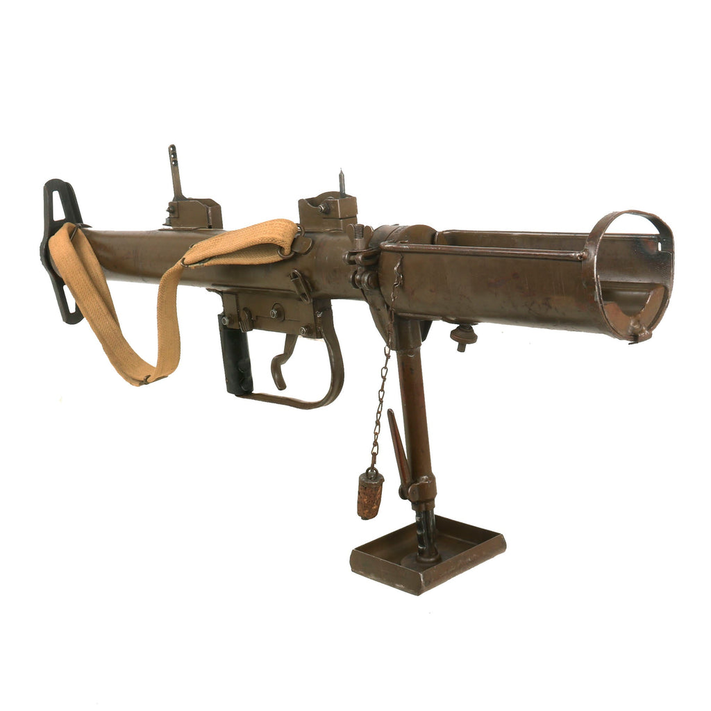 Original WWII British PIAT Anti-Tank Display Bomb Launcher Serial IC/A 90134 with Original Paint, Sling, and Monopod - Inert Original Items