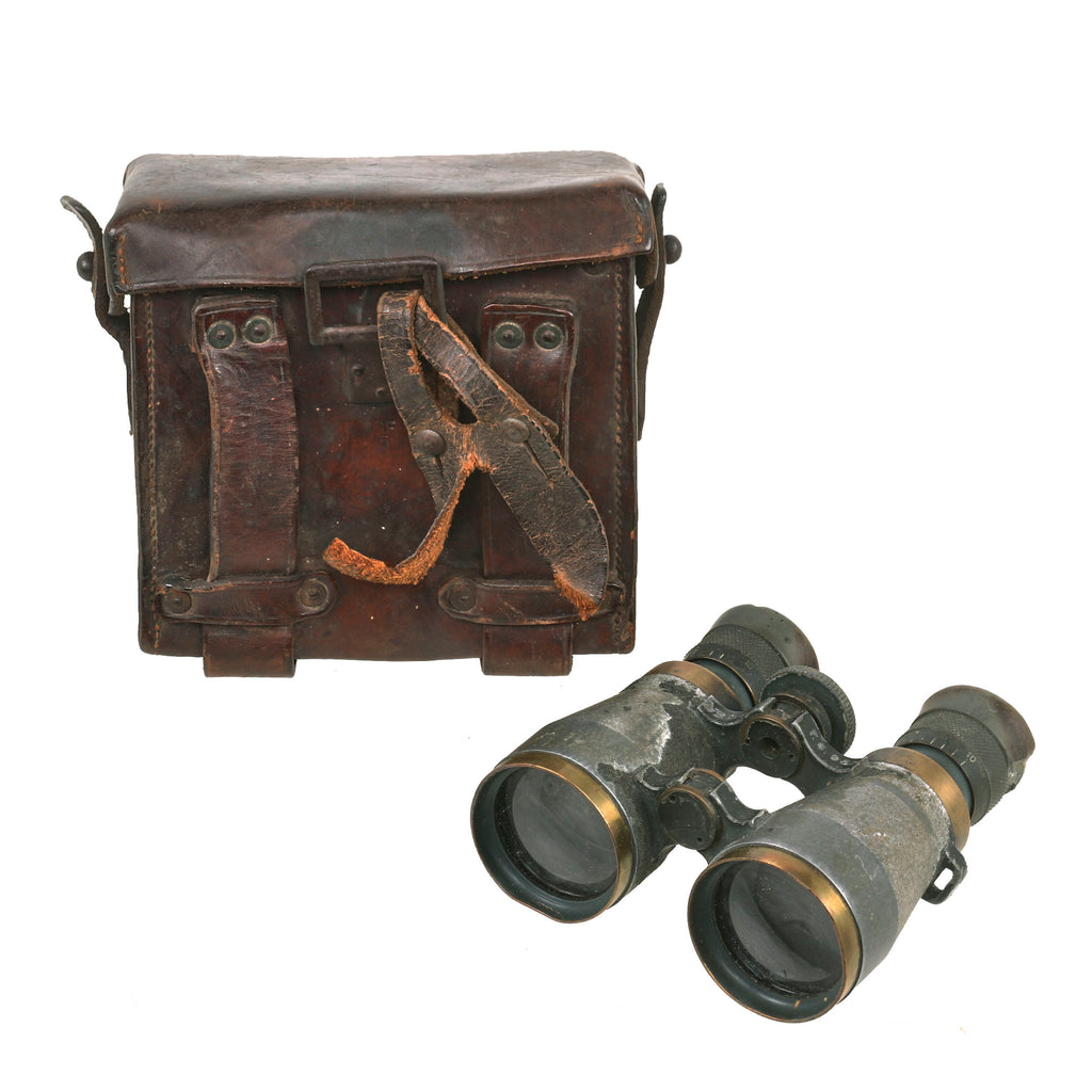 Original Imperial German WWI Fernglas 08 Binoculars by Rodenstock with Leather Case