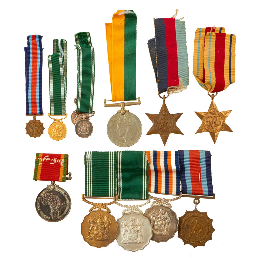 Original South African WWII & Later Military Medal Lot - 4-Medal Bar & 4 Loose Medals - 4 Mini Medals Original Items