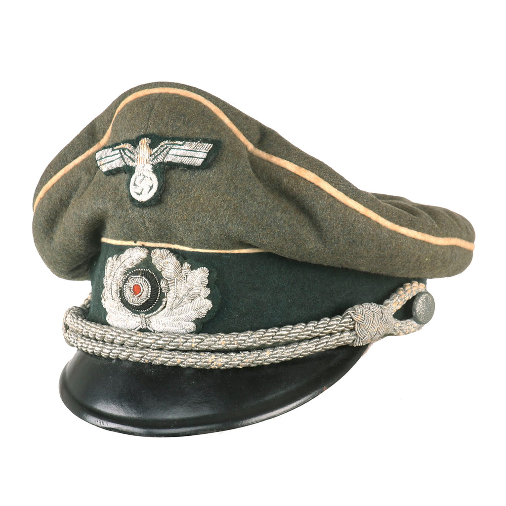 Original German WWII Army Heer Infantry Officers Schirmmütze Visor Crush Cap - Missing Sweatband Original Items