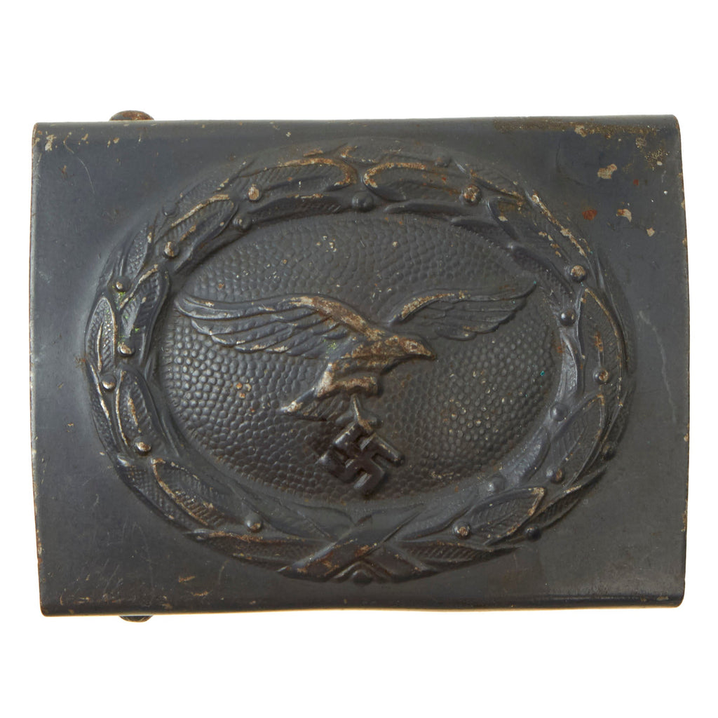 Original German WWII Late War Luftwaffe Steel Belt Buckle - Maker Marked L Original Items