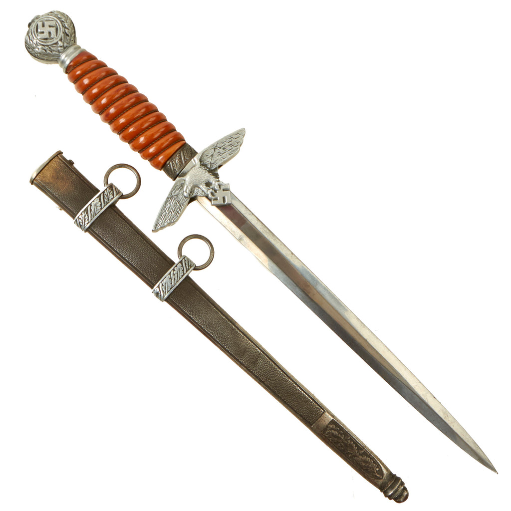 Original WWII German 2nd Model Luftwaffe Dagger by Richard Abr. Herder of Solingen with Scabbard