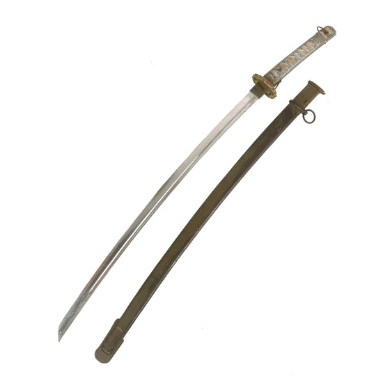 Original WWII Japanese Army Type 95 NCO Aluminum Handle Katana Sword with Excellent Blade - Matched Serial 97360