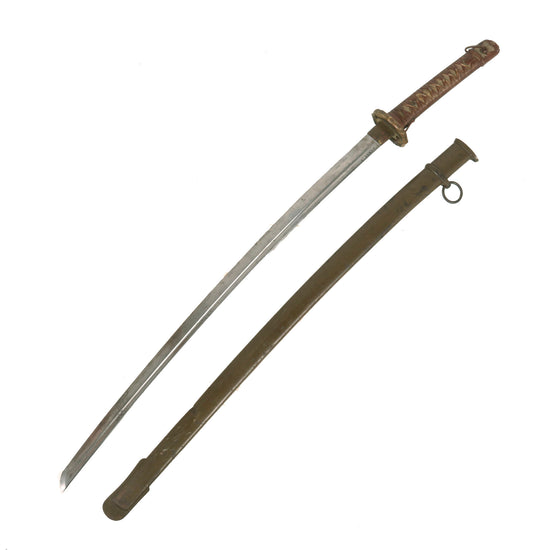 Original WWII Japanese Army Type 95 NCO Aluminum Handle Katana Sword with Scabbard - Matched Serial 44260