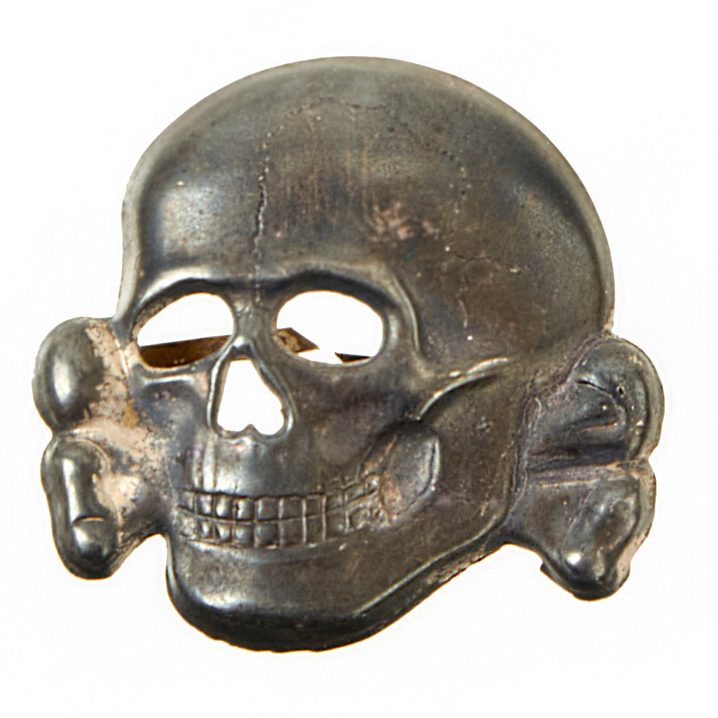 Original Rare German WWII SS Totenkopf Skull Badge for Visor Caps Attributed to Deschler & Sohn - Schutzstaffel Original Items