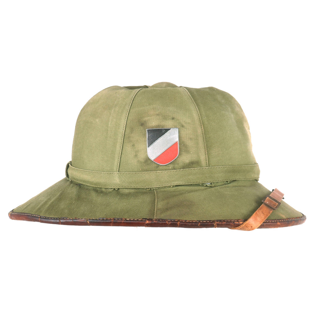 Original German WWII First Model Luftwaffe DAK Afrikakorps Green Tropical Sun Helmet - Size 58 Original Items