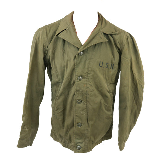 Original U.S. WWII Navy Fighter Squadron VF-142 A.T. Shop Marked Deck Jacket - Size 36 - 1944 Contract Date