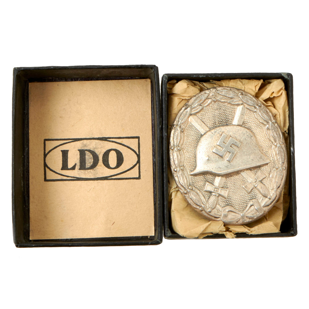 Original German WWII Silver 2nd Class Wound Badge by Josef Rückert & Sohn in Original LDO Case Box Original Items