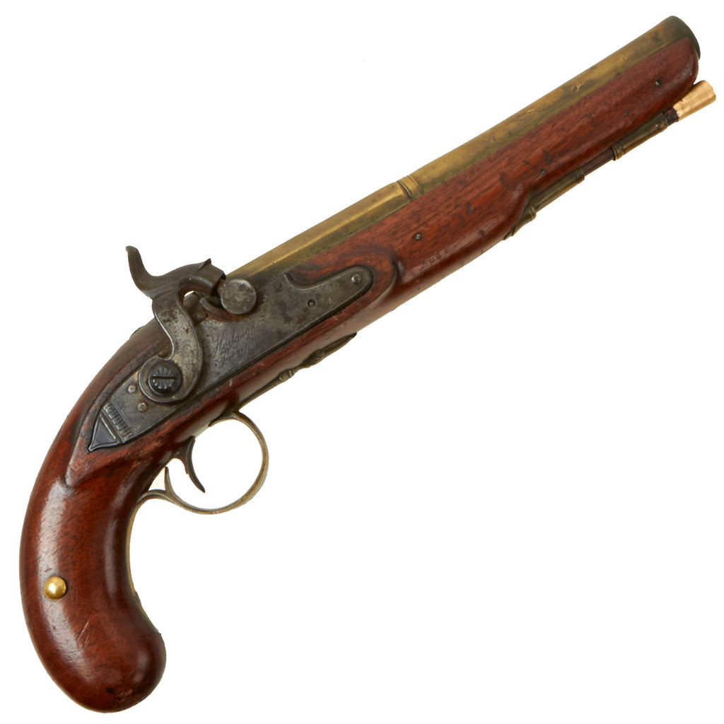 Original British Brass Barrel Fur-Trade Pistol Imported by Hodgson & Thompson Converted to Percussion - circa 1800 Original Items