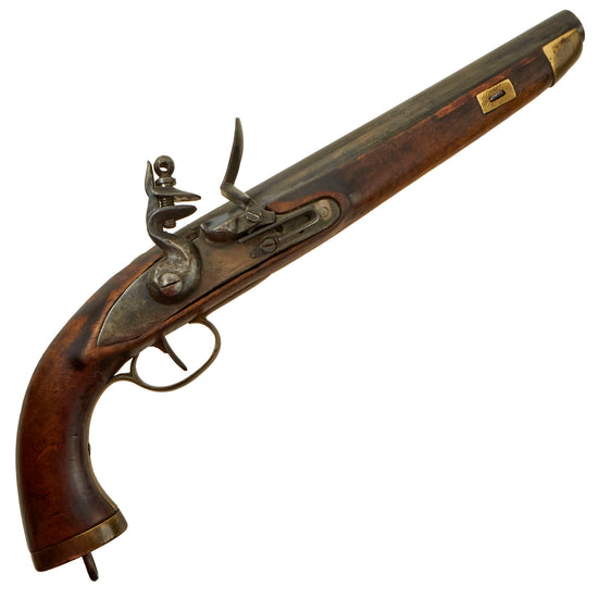 Original Napoleonic Style Belgian Flintlock Naval Pistol with Liège Proof Mark Under Barrel - circa 1820