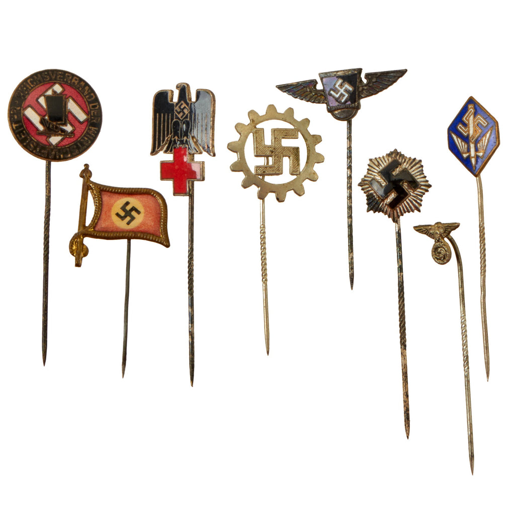 Original German WWII USGI Bring Back Organization and Donation Stickpin Grouping - 8 Items Original Items