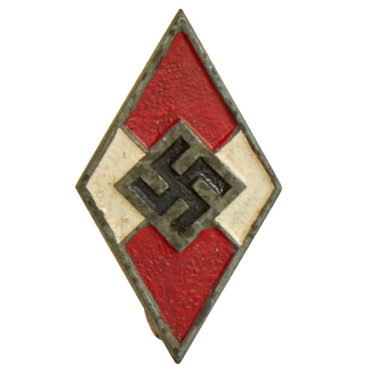 Original German WWII HJ Late War Painted Cap Badge - Membership Pin - RZM M1/185 Original Items