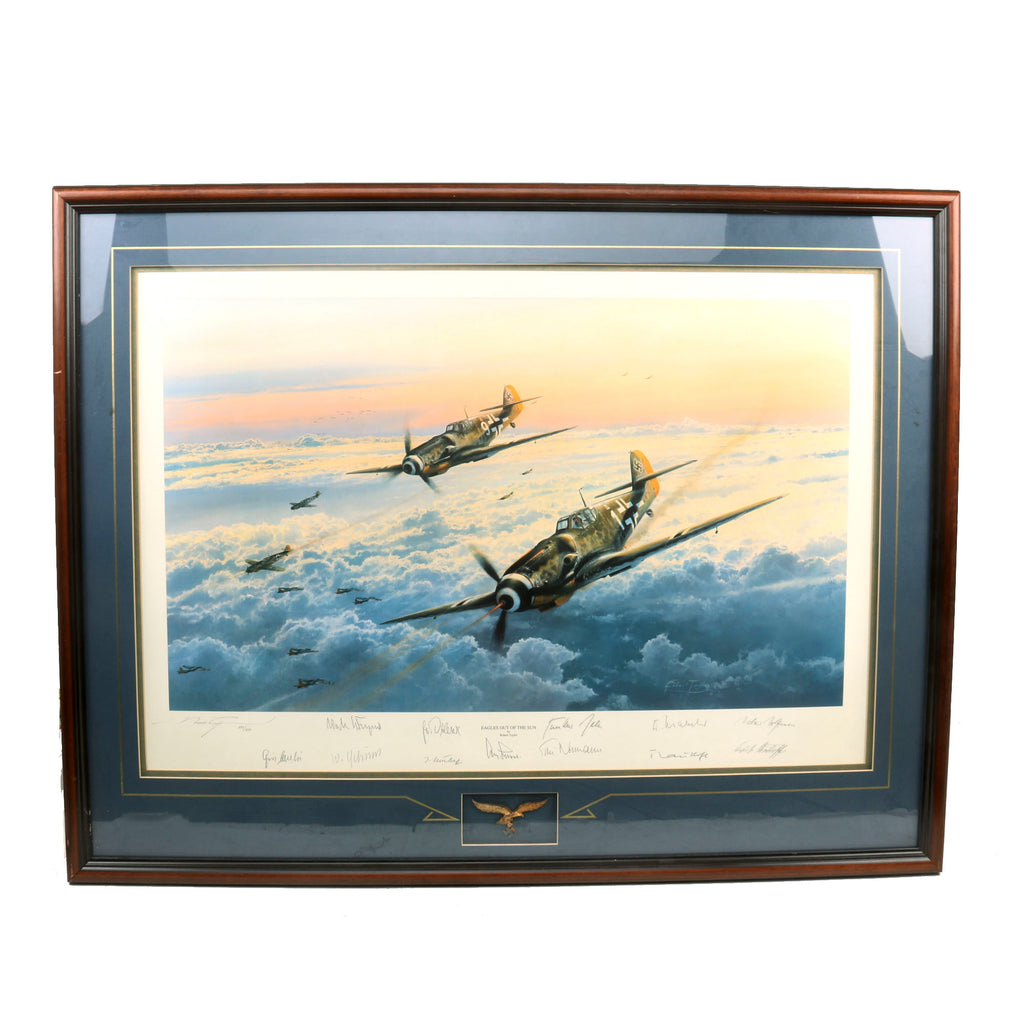 Original Signed Limited Edition Print: Framed “Eagles Out of the Sun” by Robert Taylor with Twelve Signatures of WWII Luftwaffe Fighter Aces Totaling 1771 Air Victories - 30 x 38½” - 898/1250