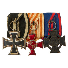 Original Imperial German WWI Era Medal Bar with 1914 EKII, Bremen Hanseatic Cross, & Friedrich-August Cross - 3 Awards