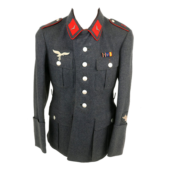 Original German WWII Luftwaffe 3rd Flak Artillery Regiment Kanonier Enlisted Fliegerbluse Tunic with Medal Bar - Dated 1938