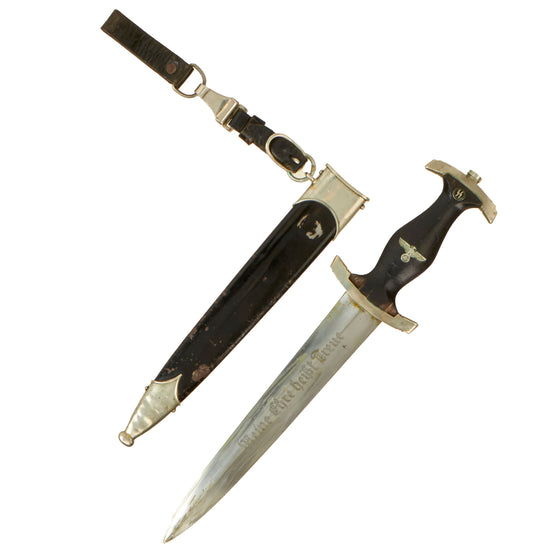 Original German WWII Early 1935 Dated M33 SS Dagger with Scabbard and Belt Loop Hanger - RZM 188/35 SS Original Items