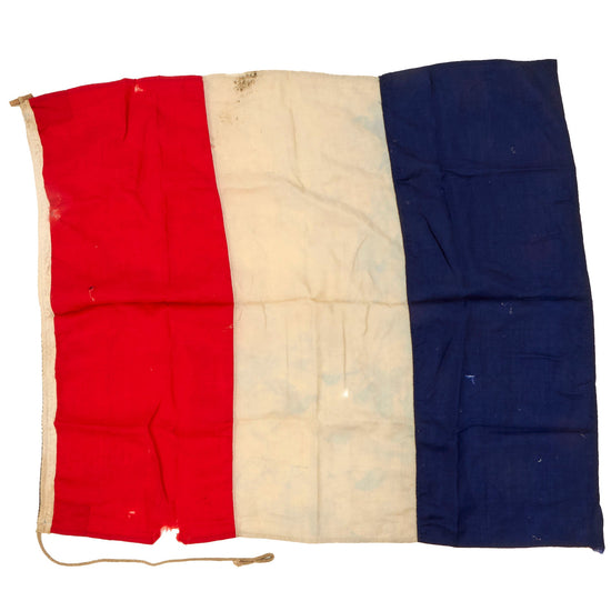 Original France WWI / WWII French Tricolor National Flag with Halyard - 35 x 44” New Made Items