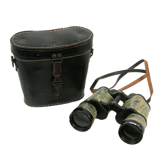 Original German WWII Carl Zeiss (blc) 10x50 Dienstglas Binoculars with Leather Case dated 1944