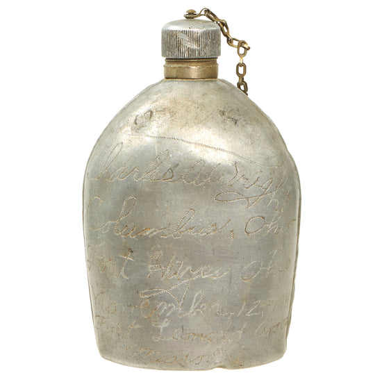 Original U.S. WWII Army Air Forces Engraved M1910 Canteen Named to SSGT Charles A. Wright Original Items