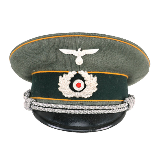 Original German WWII Named Heer Cavalry Officers Schirmmütze Visor Crush Cap with Glue Repaired Visor - size 56 ½