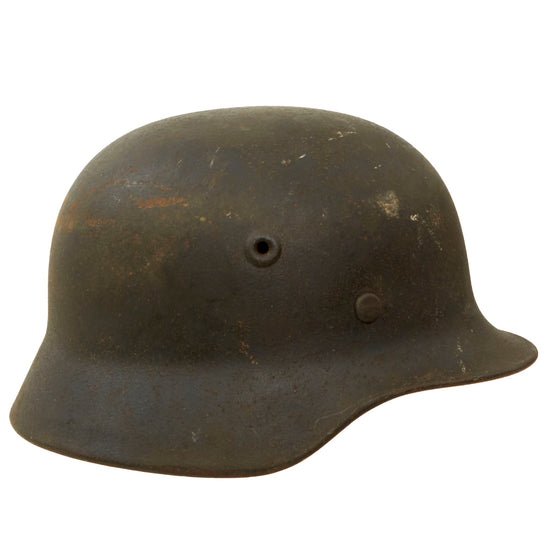 Original German WWII Army Heer M40 "No Decal" Steel Helmet with 55cm Liner - Stamped Q62 Original Items