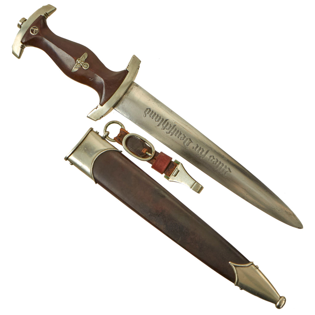 Original German WWII Partial Ground Ernst Röhm Signature SA Dagger by Anton Wingen Jr. with Scabbard & Hanger