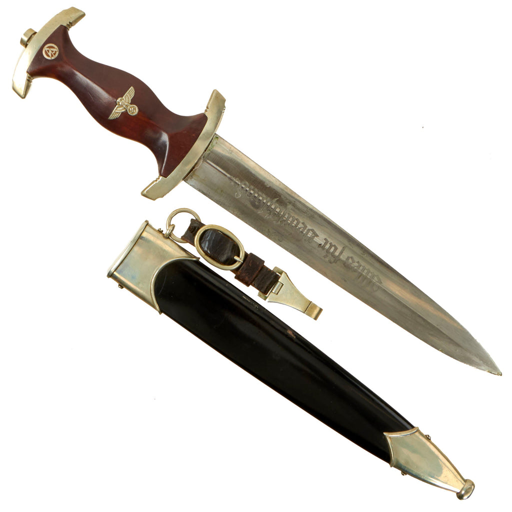 Original German Early WWII NSKK Dagger by Paul F. Dick of Esslingen with Scabbard and Belt Hanger Original Items