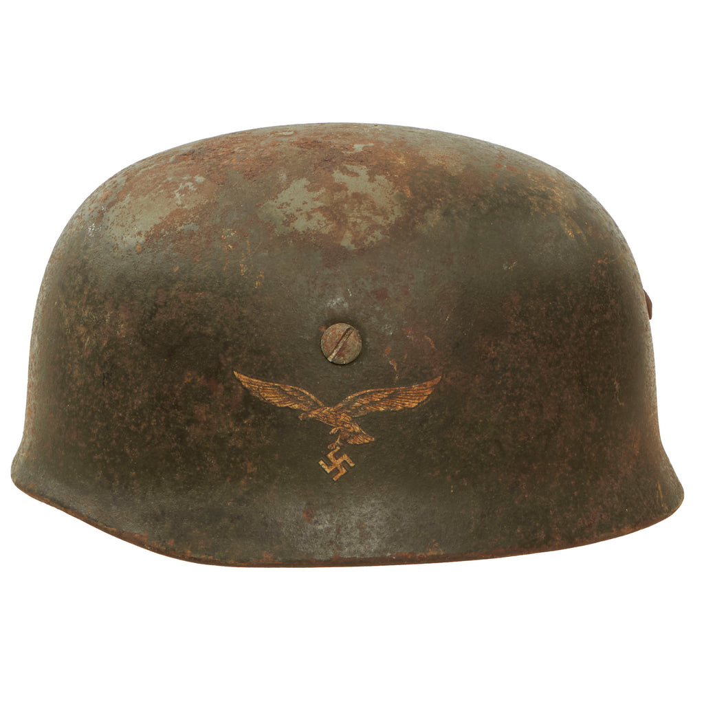 Original German WWII Single Decal M-38 Luftwaffe Fallschirmjäger Paratrooper Helmet with Relic Liner - ET68