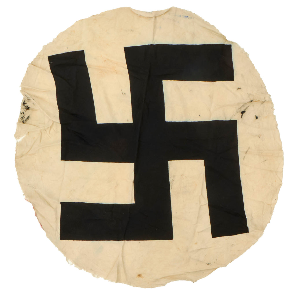 Original German WWII 1944 Dated USGI Bring Back NSDAP National Flag Cutoff Central Insignia Rondel - 36" Across