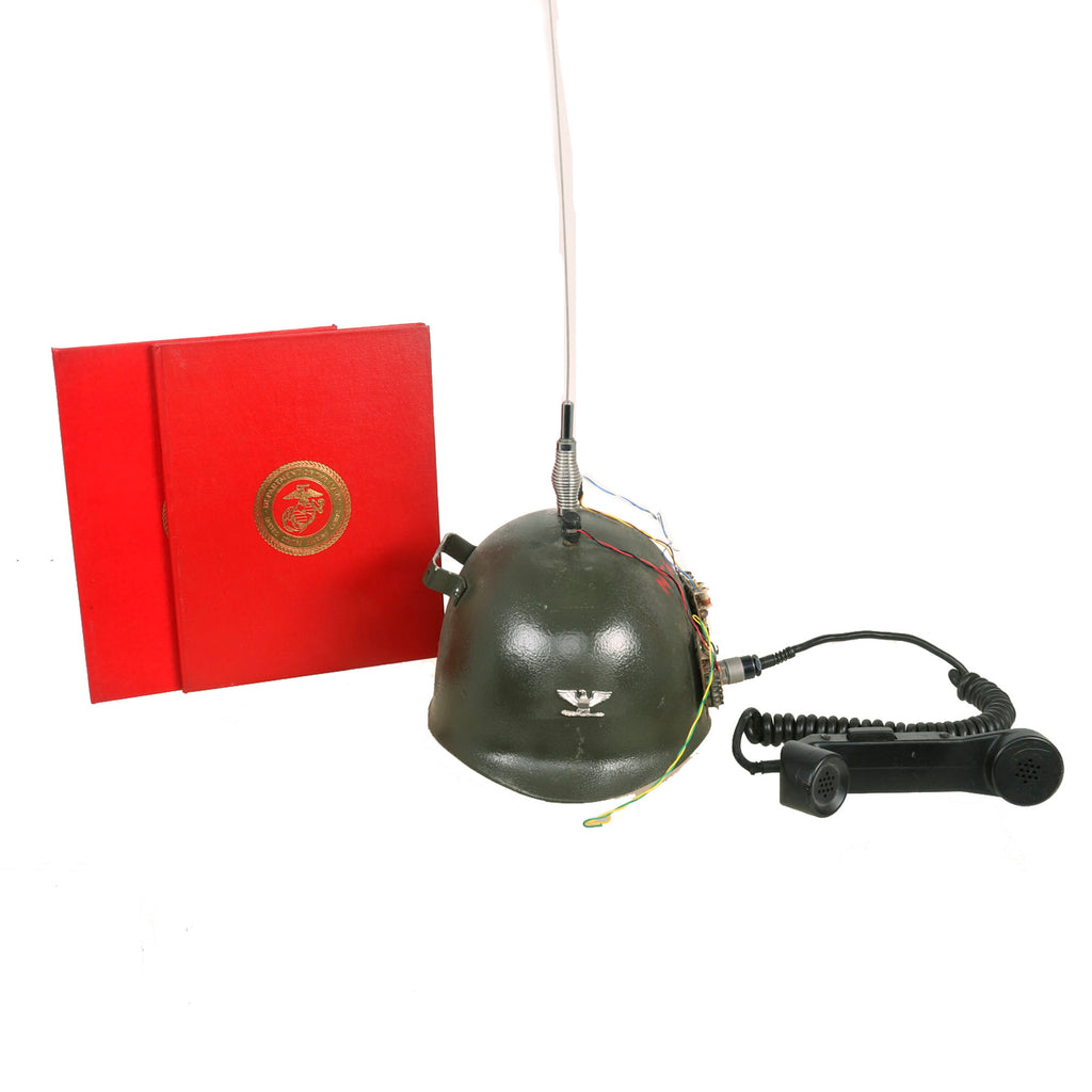 Original U.S. Vietnam War USMC Colonel Arthur Bergman Custom Communications M1 Helmet Liner & Award Documents