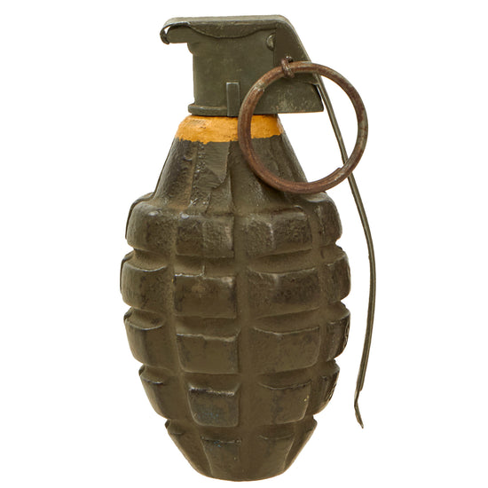 Original U.S. WWII Inert MkII Pineapple Grenade with Yellow Ring & M10A3 Fuze