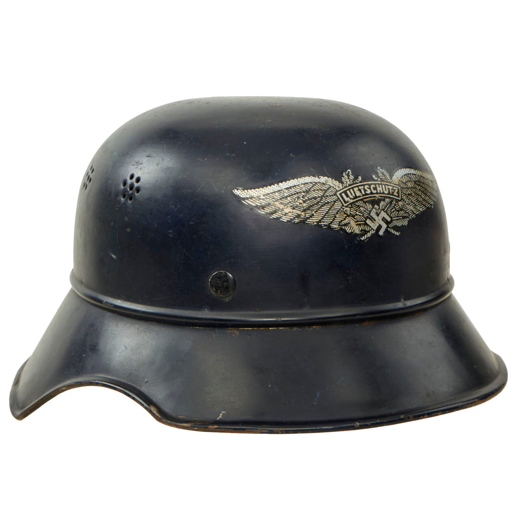 Original German WWII M38 Luftschutz Beaded Gladiator Air Defense Helmet with 59cm Liner - dated 1938 Original Items